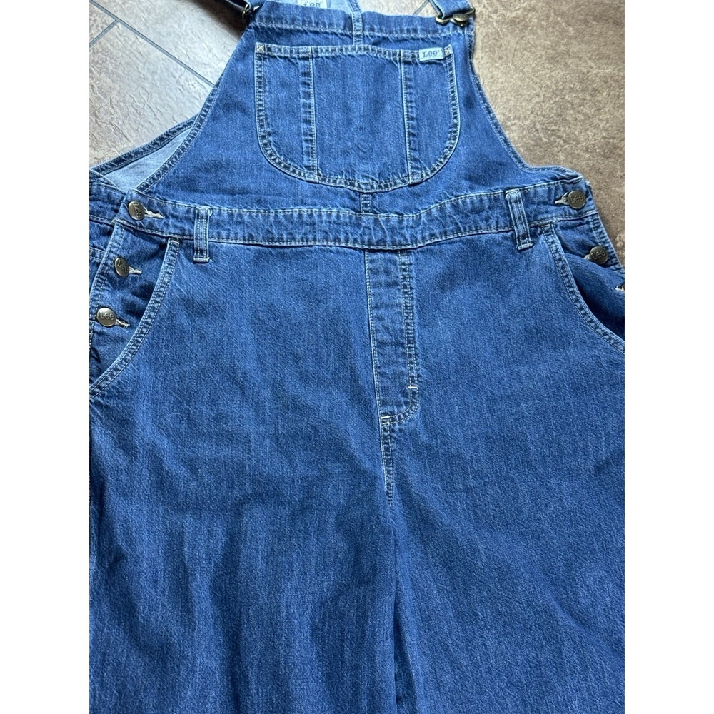 Lee Y2K Women's Denim Bib Overalls Wide Barrel Leg Style Size M - Picture 2 of 12